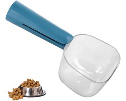 Allecto Plus - Voederschep en doseerlepel voor droogvoer - 250 ml maatbeker - blauw - hondenvoer en kattenvoer