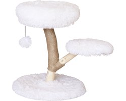 Animal Boulevard Ab59102 - Krabpalen - Kat - Ab Cat Tree Alaska Met Zitje En Mand Wit Plush-50x50x61,5cm