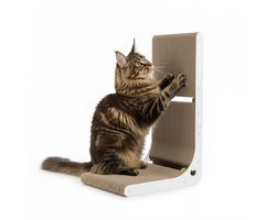 Krabpaal: Animal Oasis – krabpaal voor katten – krabplank karton en krabmat – krabpaal hout – 60 cm - Wit
