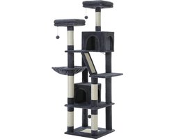 Ariqo Krabpaal - Krabton - Krabplank - Krabpalen - Voor Grote en Zware Katten - Krappaal - Kattenboom - 65x82x180 cm - Grijs