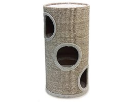 ARQUIVET Ronde Krabpaal Beige Met Gaten voor Katten, 36 x 36 x 70 cm, Verticale Krabpaal, Accessoires, Nagelslijper