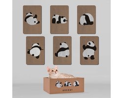 AUSCAT Wandkrabplank met doos, 7 stuks. Krabplank voor katten met karton, wandkrabplank ter bescherming van muur en meubels, 37 x 24 cm, pandamotief