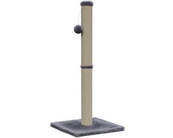 Krabpaal: Avalo Krabpaal met Speelballetje - 36x36x74 cm Donkergrijs - Krabpaal voor Katten - Katten krabpaal