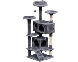 Krabpaal: Avalo Krabpaal voor Katten - 7 Niveaus - Krabpaal voor Grote Katten - 137x50x50 cm Donkergrijs - Katten Krabpaal