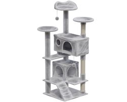Avalo Krabpaal Voor Katten Met 7 Niveaus - 137x49x49 CM - Lichtgrijs - Krabpaal Voor Grote Katten