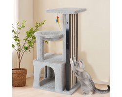 Azomor® Compacte en veelzijdige krabpaal voor katten met meerdere niveaus en speelgoed