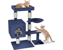 Beige Krabpaal 92,5 cm Hoog met Pluche Rustplaatsen en Krabzuilen voor Katten