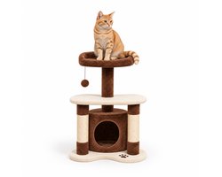 Krabpaal: belviona compacte Kattenkrabpaal 65 cm met huisje & speelbal, bruin/beige