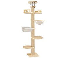 Benelux Select Krabpaal Kat – Krabpaal Beige – Krappaal – Krabplank – Verstelbaar In Hoogte – 6-Laags - 34 cm x 34 cm x tot 305 cm