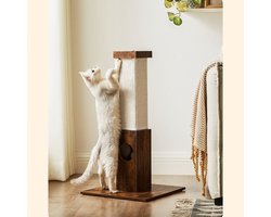 Bobbel Home - Krabpaal voor katten, krabpaal van natuurlijk sisaltouw, krabpaal met pluche speelbal, krabbescherming voor meubels, 73 cm hoog, Vintage Brown