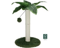 Boris & Lotje Krabpaal voor katten - Krabpaal hout met tropische bladeren - Duurzaam en FSC®-gecertificeerd