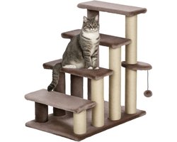 Bruine Kattentrap – 4-treden Krabpaal Voor Katten Tot 5 kg, 60 x 40 x 64 cm