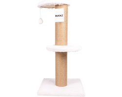 Buckz Krabpaal Model 2 - Wit - Krabpaal voor katten - Met speelballetje - 67 x 34 x 34 cm