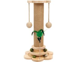 By Cee Cee Krabpaal - Krabpaal voor Katten - Katten Krabpaal - Houten Kattenspeelgoed - Ideaal Voor Meerdere Katten - 25x25x50cm - Kira