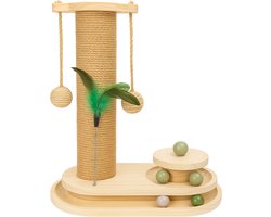 By Cee Cee Krabpaal - Krabpaal voor Katten - Katten Krabpaal - Houten Kattenspeelgoed - Ideaal Voor Meerdere Katten - 40x19x45.5cm - Luna