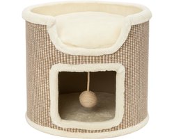 By Cee Cee Krabton - Krabpaal - Krabmeubel - Kattenhuis - Krabpaal voor Katten - Kattenmand - Met Speelbal - Krabton Evi - 39x39x37cm