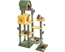 Cactus Krabpaal XXL voor Grote Katten - Plafondhoogte, Stijlvolle Klimboom met Kattenhuizen en Krabstammen - 104 x 48,5 x 174 cm