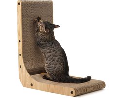 Candala Kattenkrabber, 16,73 inch L-vorm kattenkrabpad, wandmontage, krabkarton met bal speelgoed voor binnenkatten, middelgroot formaat