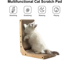Candala Krabplank voor katten, 47 cm hoog, L-vormig krabkarton voor katten, duurzaam kattenkrabbord met balspeelgoed, kattenkrabmeubels van hoogwaardig karton voor muur en hoek, middelgroot
