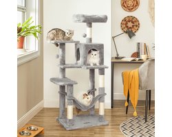 Cappy krabpaal - krabpaal met hangmat - Kattenboom 143 cm - lichtgrijs -