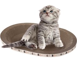Cat Scratching Board Cardboard Scraper - Oval Shape, High Density, 2-in-1 Bed for Kittens and Cats