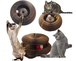 Cat Scratching Board - Recyclable Toy with Bell Ball - Interactive Tunnel Pad for Kitty & Kitten Lovers Gift