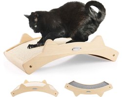 Cat Scratching Board Woven Sisal Carpet Fabric 42 x 27.5 x 12 cm Double-Sided Durable Scratching Mat Wood Texture Cat Lounger