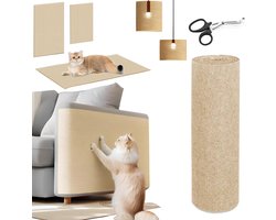 Cat Scratching Mat 300 x 40 cm - Self-Adhesive DIY Climbing Cat Tower for Protection (Khaki)