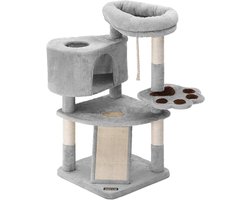 Cat Tree with Scratching Post and Driveway - Multistage Cat Tower for Cats up to 7 kg - Grey (49 x 49 x 95 cm)