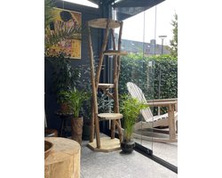 Catsy - Play XL - 1,70 Buiten Krabpaal voor katten - Krabpaal voor grote katten - Hout Design - Houtkleur - Krabpaal Hout - krabpaal Outdoor - 55 x 70 x 170 cm