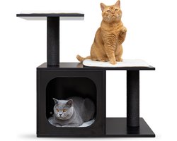 Cellavi Krabpaal - Geschikt voor Grote en Zware Katten - Sisal Touw - Hout - 72.5x70x40 cm - Zwart