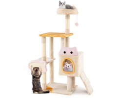 Charmante Kattenkrabpaal met Meerdere Niveaus Zachte Zitjes en Knusse Kattenmandjes