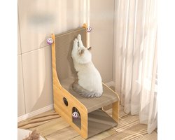 CHIWIN Krabkarton Katten - Kattenhuis 2-in-1 - L-vorm Krabplank Muur - Krabmeubel Karton - Inclusief 4 Speelbal - Kartonnen Krabmat - Kattenbed - Ruimtebesparend - 40x23x66cm