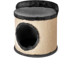 Cilinderkrabpaal met Speelgoed - Krabpaal Kat - Kattenklauwen Verzorgen - Pluche en Sisal Afwerking - 51x51x52 cm