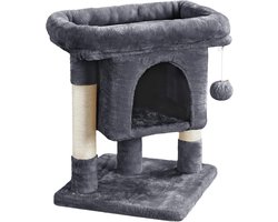 Compacte Krabpaal voor Katten met Grote Mand en Speelplatform - 60 cm Hoog