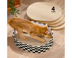 Conlun Krabplank voor Katten, Krabkist met 4 Krabplanken voor Katten, Omkeerbare Krabplanken voor Katten van Robuust Golfkarton om te Krabben en te Rusten, Beschermt Meubels, Ideaal Cadeau voor Kittens, Groot