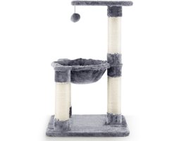 Krabpaal: COSTWAY Krabpaal voor Katten, 40 x 40 x 64 cm Kattentoren (Grijs)