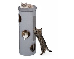 Krabton: COSTWAY Krabton 4 niveaus, 113 cm hoog, kattenbak met 3 holen, lichtgrijs