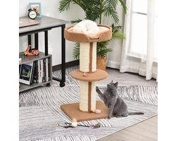 Krabpaal: COVREO Krabpaal 91 cm lichtbruin, van sisal en polyester met platform