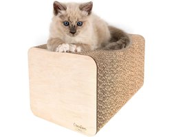 Creative Pets Kattenkrabplank | Krabplank Verstevigd met Multiplex | Natuurlijke krabplanken | Stevig Krabmeubel Kat | Hoogwaardige Kartonnen Krabplanken | Afmetingen 37 x 21,5 x 21,5 cm