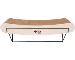 Krabplank: D&D Home I LOVE Happy Cats David Wandplank Gebogen - Kattenwand Krabplank - Golfkarton op Metalen Houder - 60x29x24cm - Beige