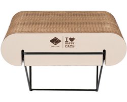 Krabplank: D&D Home I LOVE Happy Cats David Wandplank S - Kattenwand Krabplank - Golfkarton op Metalen Houder - 30x29x24cm - Beige