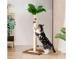 DD® Kattenboom met Bladeren - Krabpaal - Arbre A Chat - 80cm - Modern Ontwerp voor Grote Katten - 16x16x32cm - Groen