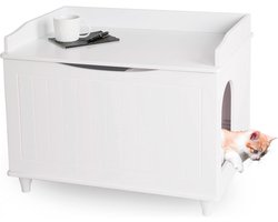 Design Houten Kattenkast voor Kattenbak - XL Kattentoilet Dressoir, Wit