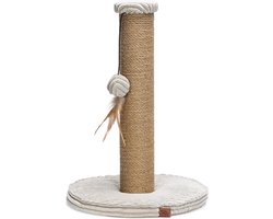 Krabpaal: Designed by Lotte Krabpaal Ribbed - Incl speeltje - Ribbed stof/jute - Lichtgrijs - 35x35x50 cm