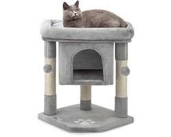 dibea Krabpaal klimboom kattenkrabpaal kattenboom hoogte 60 cm kleur lichtgrijs