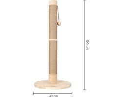 Dobikk Krabpaal – 40 x 40 x 90 cm – Volledig Massief Hout – Extra Stabiel en Stevig – Natuurlijke Uitstraling – Met Speelbal