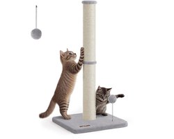 DoneMore® - krabpaal - kattenkrabpaal - hoge krabkolom - sisal - stabiel - grijs - 40 x 40 x 85 cm - 2,9 kg