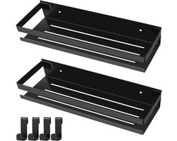 Doucheplank Hoogwaardig Verdikt Roestvrij Staal Sus304 Zonder Boren, Verbeterde Versie Van Sterke Plakband En Boorinstallatie, Stabieler Voor Badkamer Keuken Toilet (Zwart)