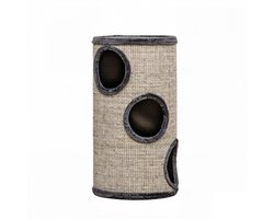 Drie lagen kattenkrabton 38x38x70cm Grijs Groot krasbestendig sisal kraboppervlak Zachte pluche rustzone Stevig duurzaam houten frame Modern stijlvol ontwerp Biedt katten een veilige klim- en speelruimte